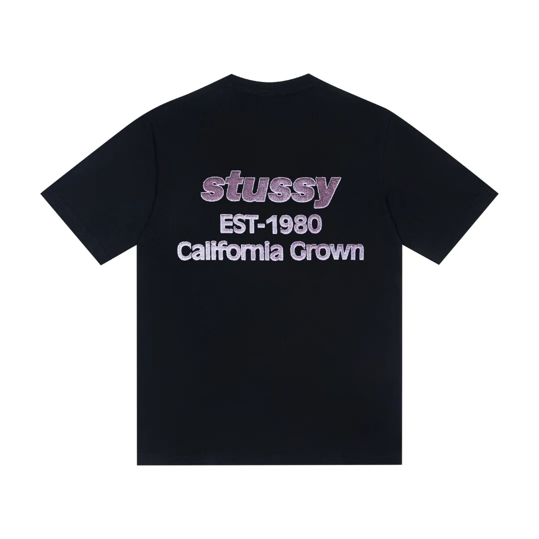 XY 117# P55 （In Stock ） Stussy SS 25 CALIFORNIA GROWN TEE PIGMENT DYED logo T Same Style ：Black White Size：S M L XL ： 260 ：